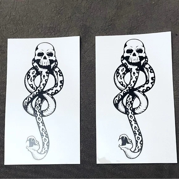 Dark Mark Temporary Tattoos 2 Pack Harry Potter Wizard Magic Witch Dark Arts - Picture 2 of 5